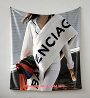 Balenciaga Street Style Fleece Scarf Print Flannel Sofa Throw Blanket Luxury Brand Cover BA040